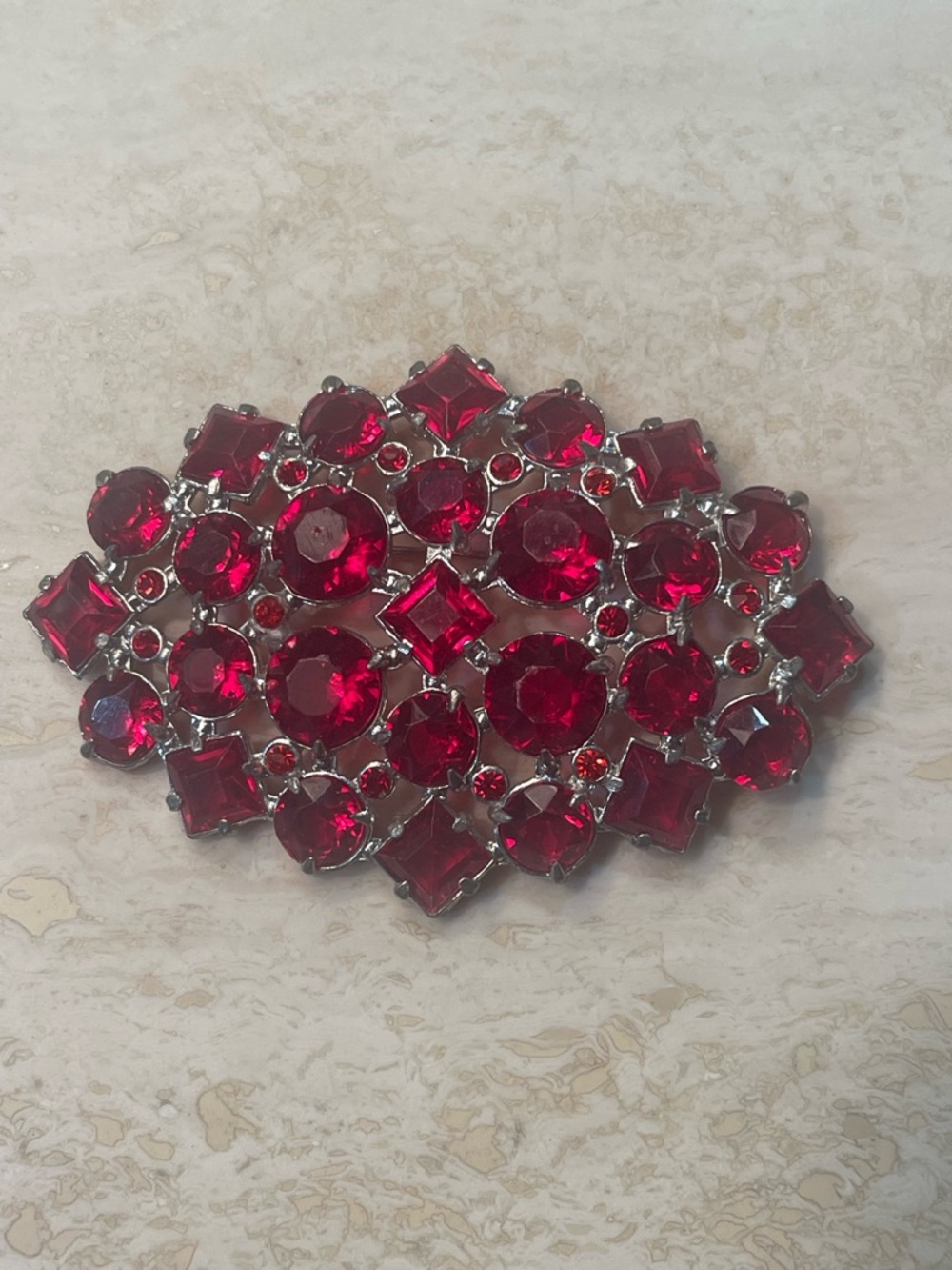 Red Crystal Statement Brooch